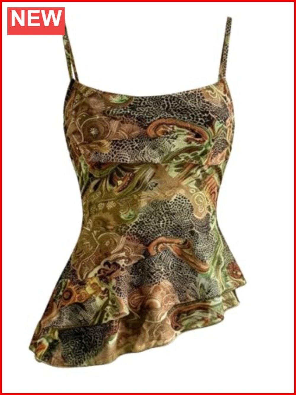Y2K Asymmetrical Ruffle Peplum Top Sleeveless Backless Cami